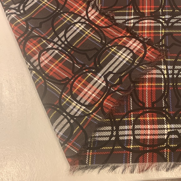 Coach plaid silk scarf 🟫⬜️🟥🟦🟨⬛️ - Picture 5 of 7